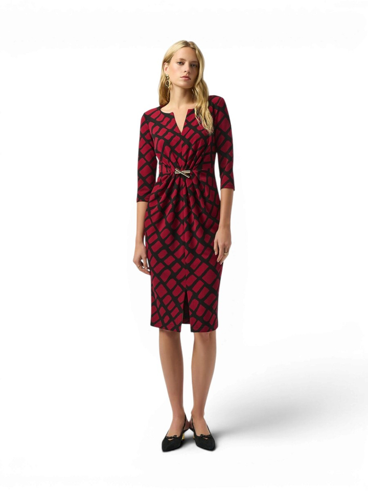 Bordeaux jurk met zwarte print Joseph Ribkoff 