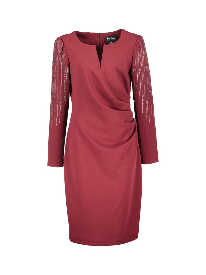 Bordeaux feestelijke jurk met glitter detail Joseph Ribkoff 