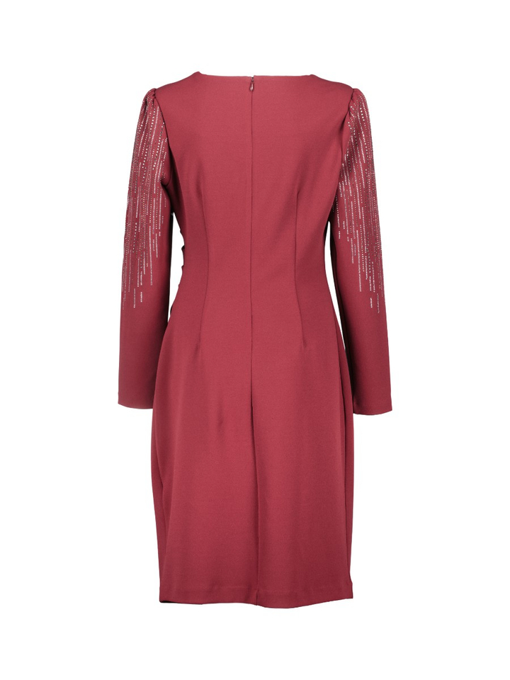 Bordeaux feestelijke jurk met glitter detail Joseph Ribkoff 
