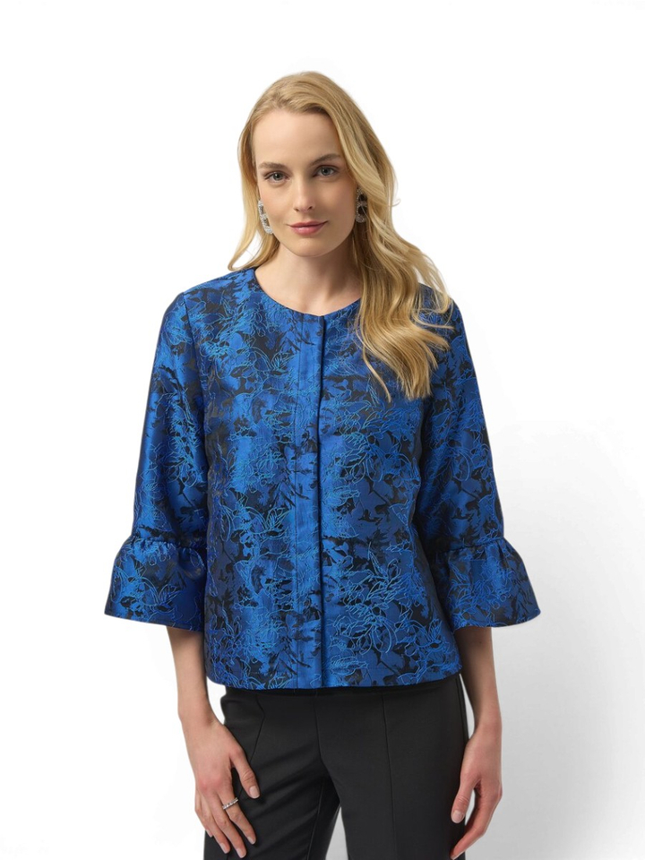 Blauwe geklede jas met print Joseph Ribkoff