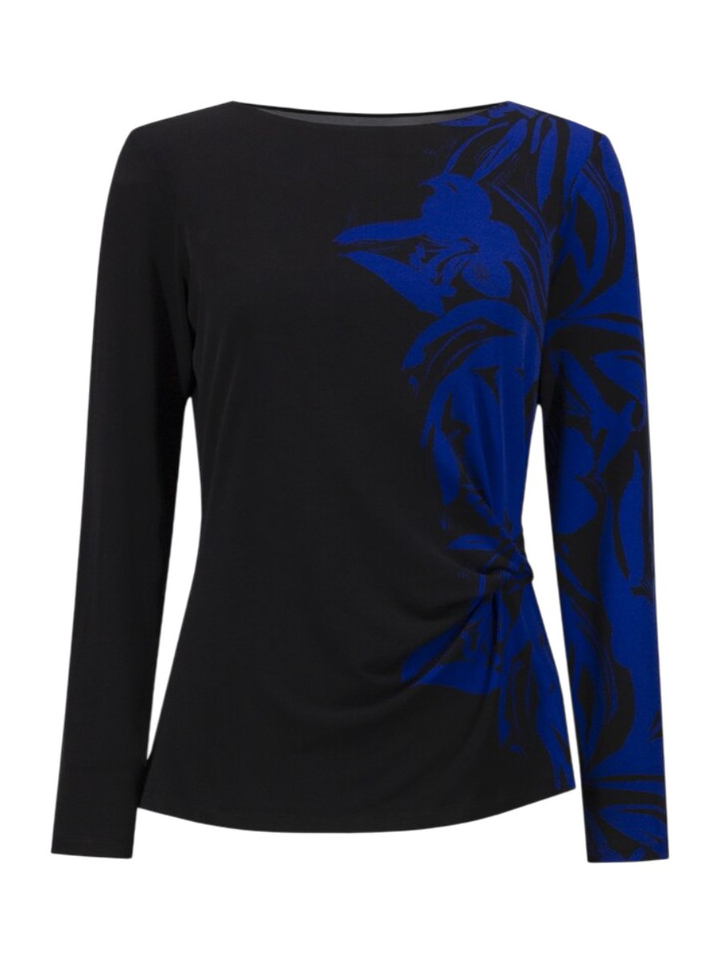 Zwarte bloes met blauwe print Joseph Ribkoff 