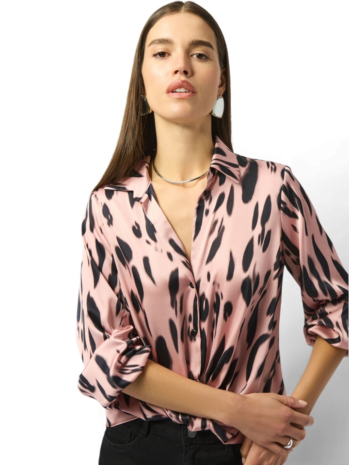 Roze bloes met zwarte print Joseph Ribkoff