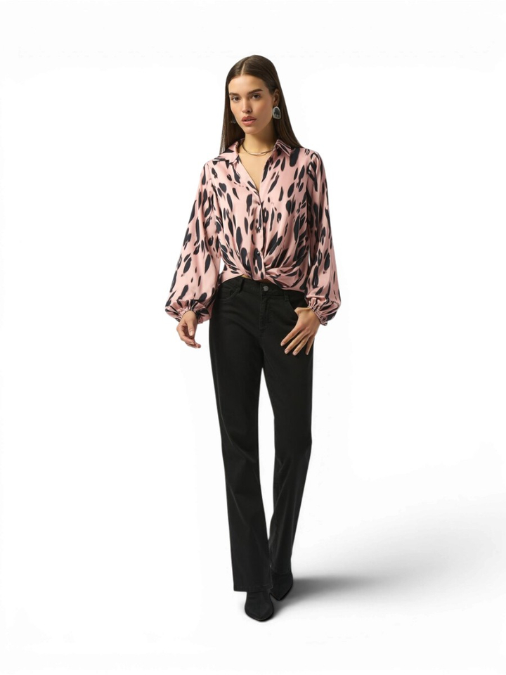 Roze bloes met zwarte print Joseph Ribkoff