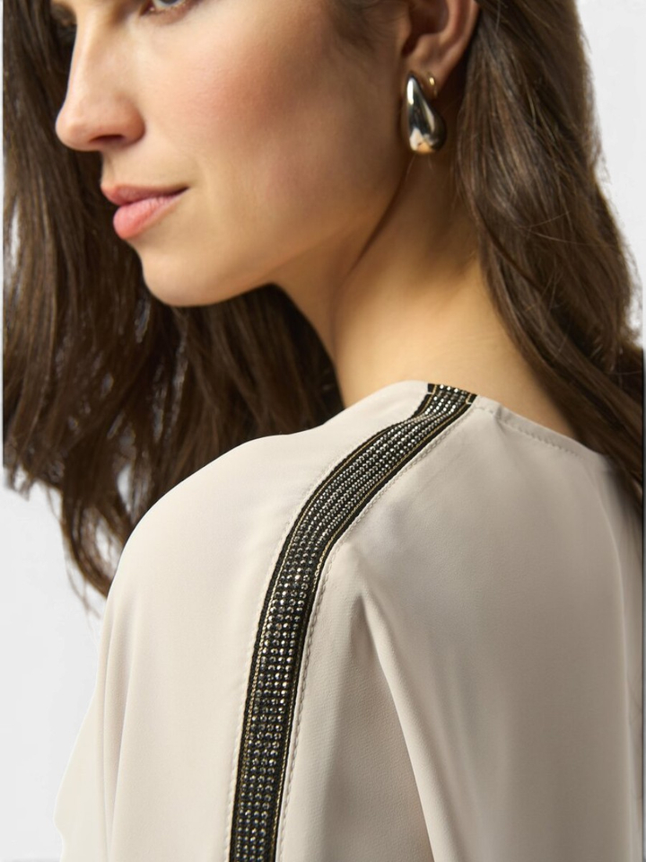 Beige bloes met strass Joseph Ribkoff