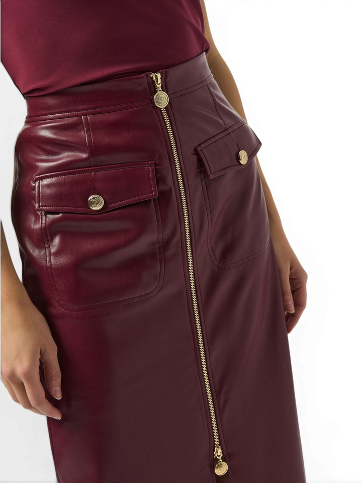Bordeaux rok in lederlook Joseph Ribkoff