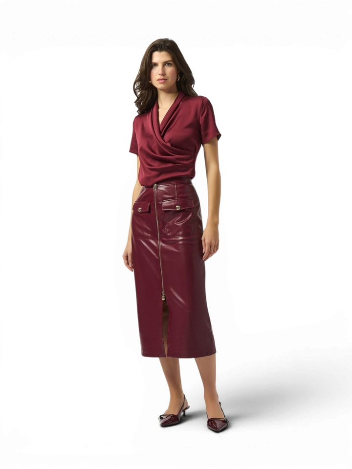 Bordeaux rok in lederlook Joseph Ribkoff