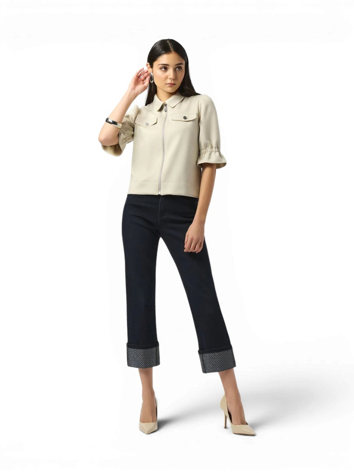Donkerblauwe jeansbroek met glitterdetail Joseph Ribkoff 