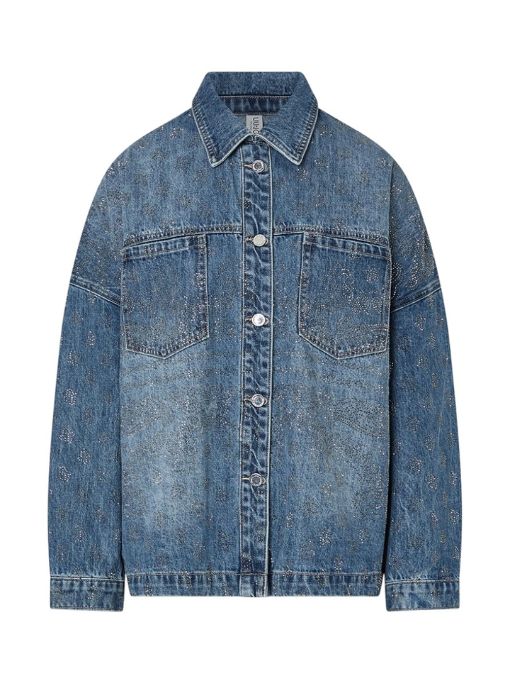 Blauwe jeans vest met strass Liu Jo