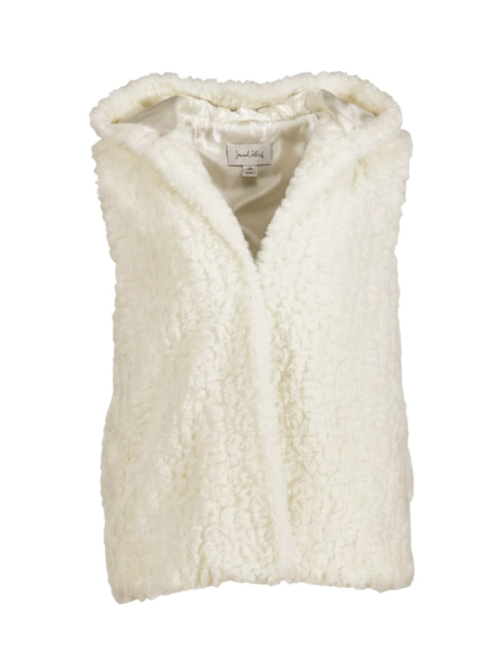 Ecru fluffy bodywarmer met kap Joseph Ribkoff