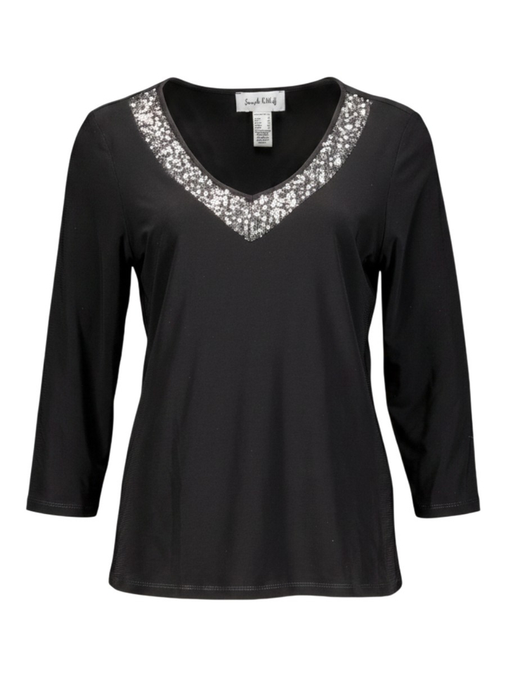 Zwarte bloes met strass detail Joseph Ribkoff 