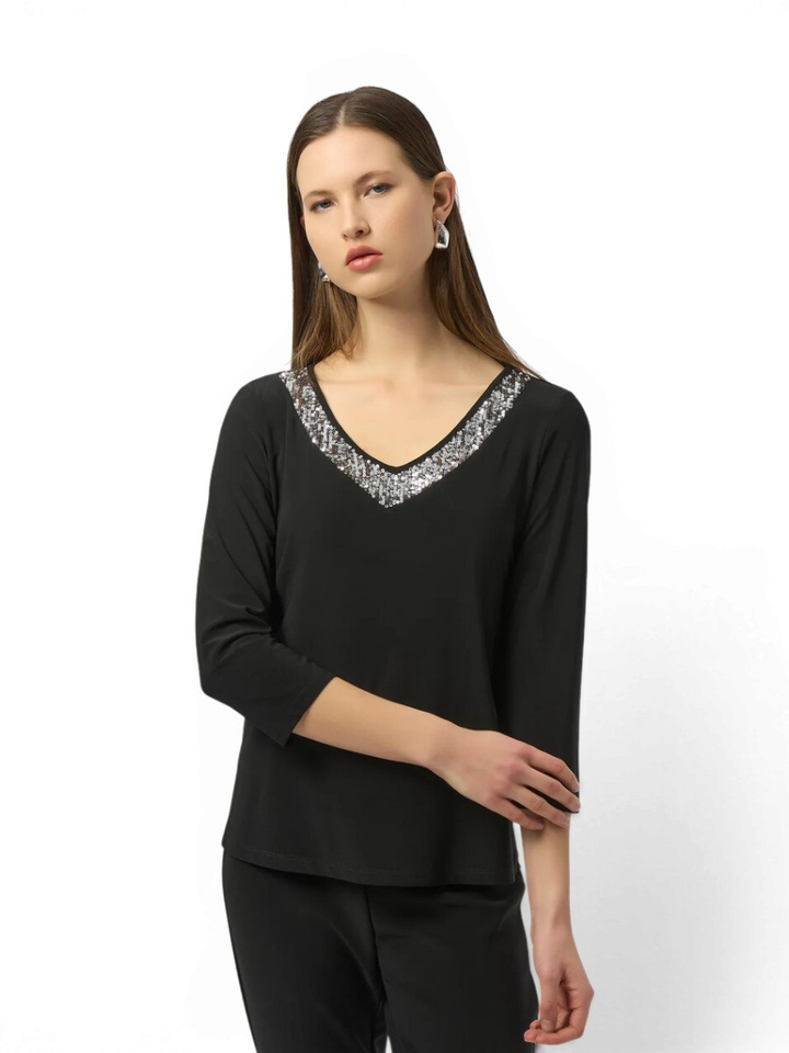 Zwarte bloes met strass detail Joseph Ribkoff 