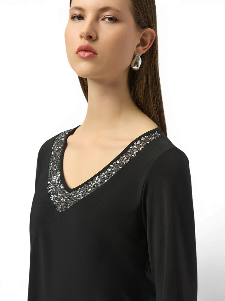 Zwarte bloes met strass detail Joseph Ribkoff 