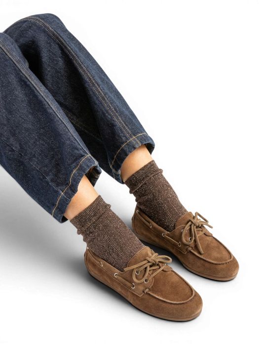 Bruine suede boat loafers Posa