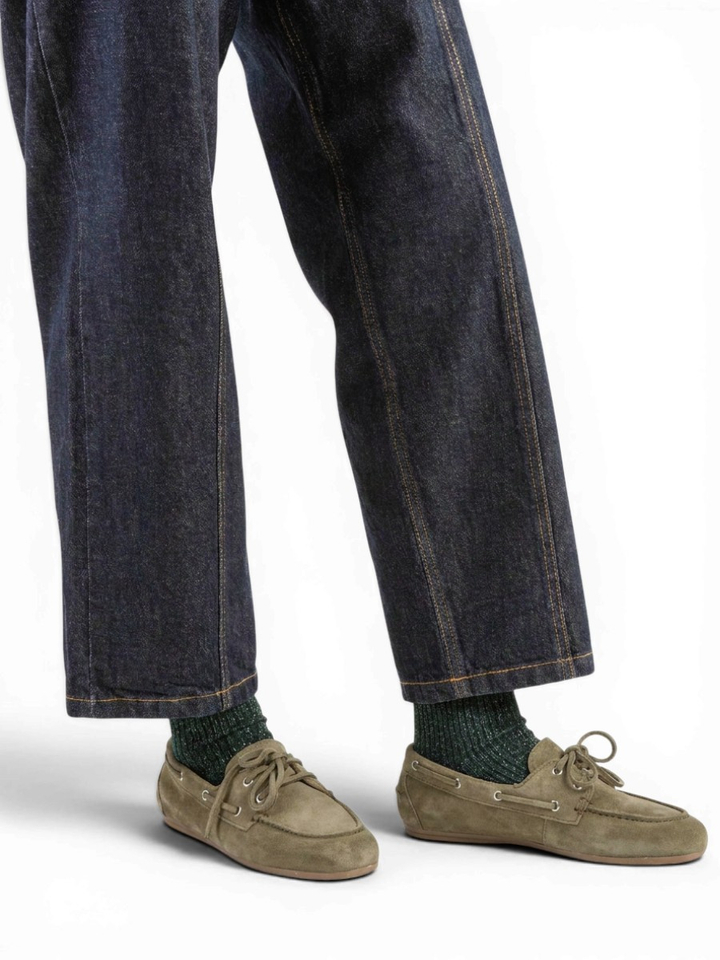 Kaki groene boat loafers Posa