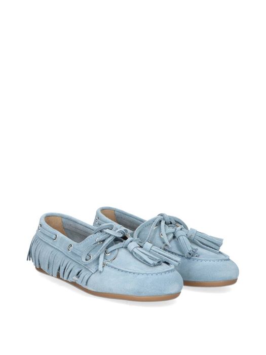 Lichtblauwe boat loafers met franjes Posa