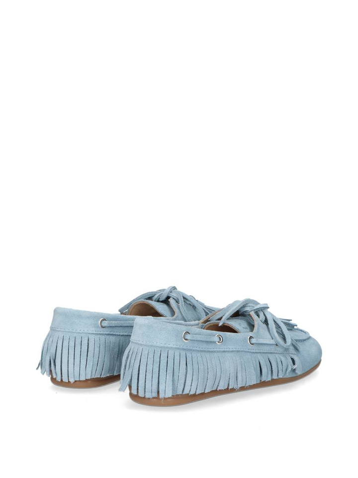 Lichtblauwe boat loafers met franjes Posa 