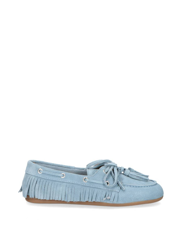 Lichtblauwe boat loafers met franjes Posa 