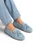 Lichtblauwe boat loafers met franjes Posa 