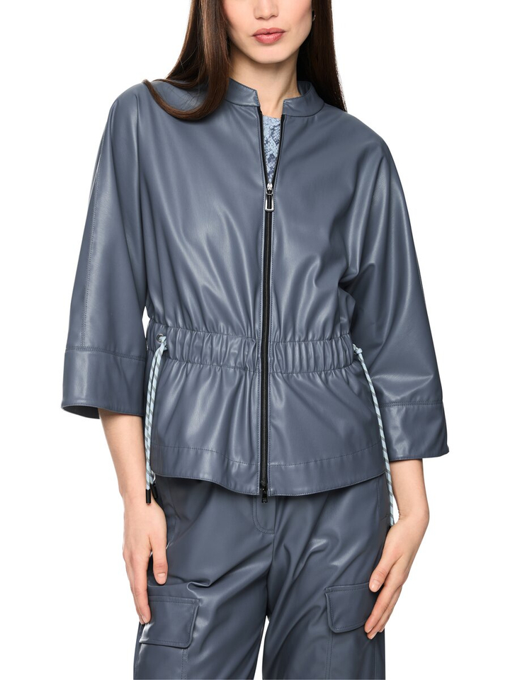 Blauwe vest in leder look Marccain