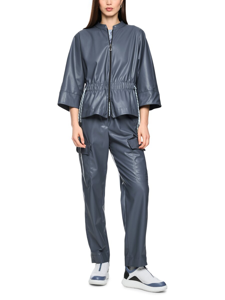 Blauwe vest in leder look Marccain