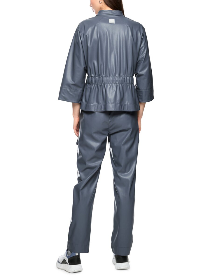 Blauwe vest in leder look Marccain