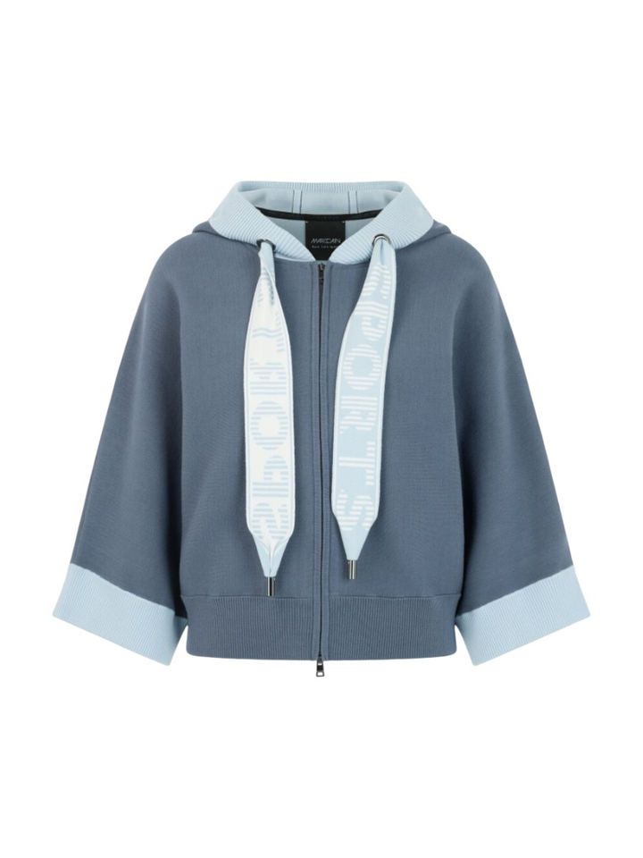 Blauwe cardigan met rits en kap Marccain Sport