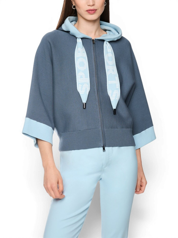 Blauwe cardigan met rits en kap Marccain Sport