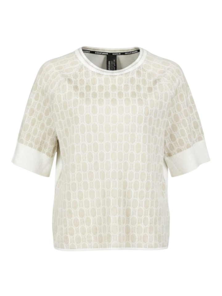 Beige pull met motief en korte mouwen Marccain Sport