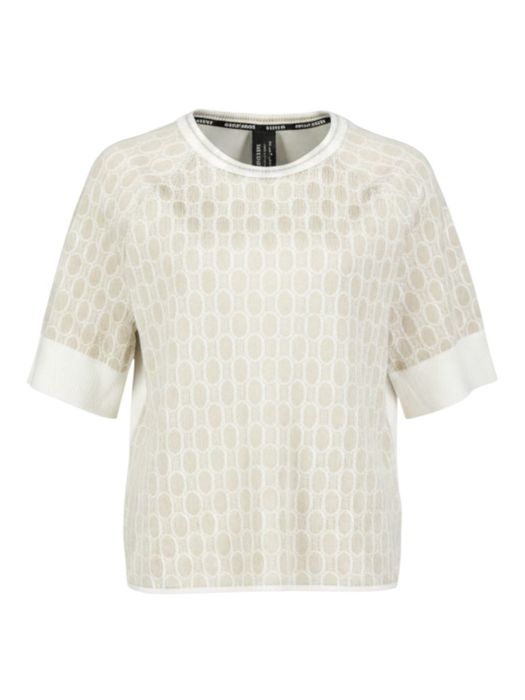 Beige pull met motief en korte mouwen Marccain Sport