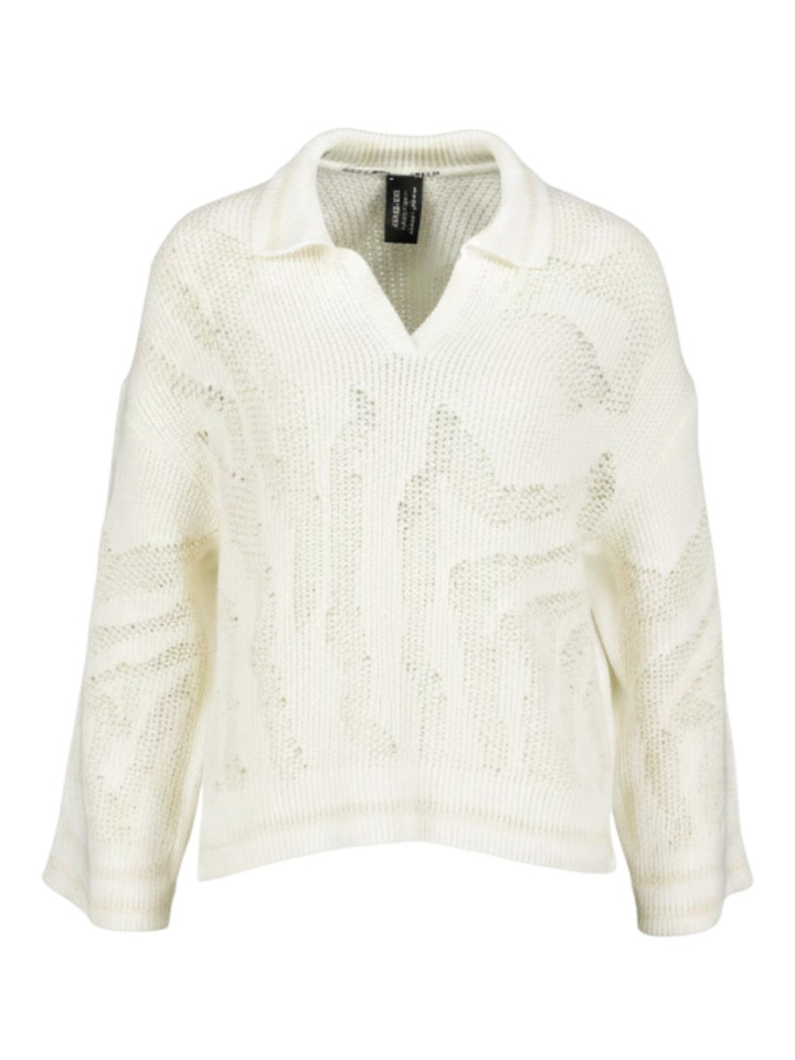 Beige trui met v-hals en driekwart mouwen Marccain Sport