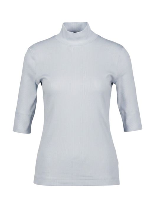 Lichtblauwe basic shirt met opstaande kraag in ribbel Marccain Sport
