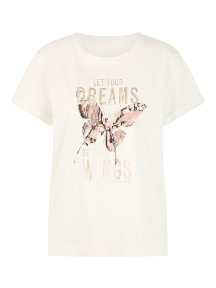 Katoenen ecru t-shirt met korte mouwen en print Marccain Sport