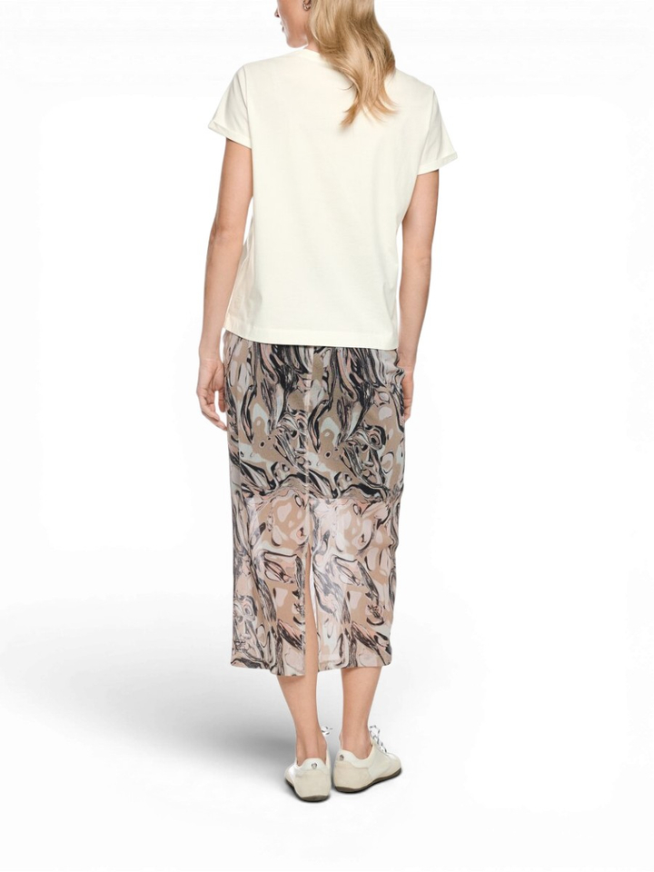 Katoenen ecru t-shirt met korte mouwen en print Marccain Sport