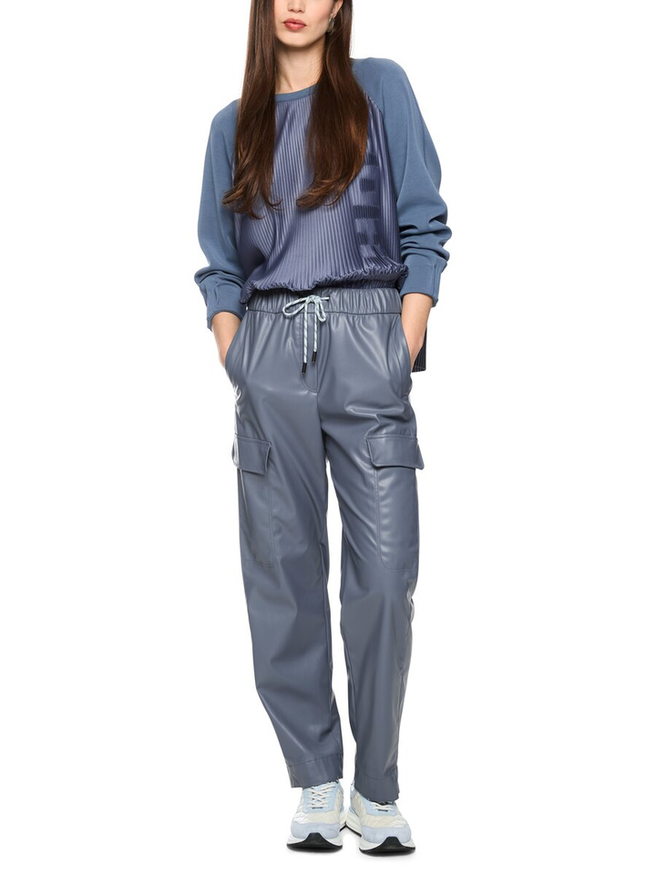 Blauwe broek in leder look Marccain 