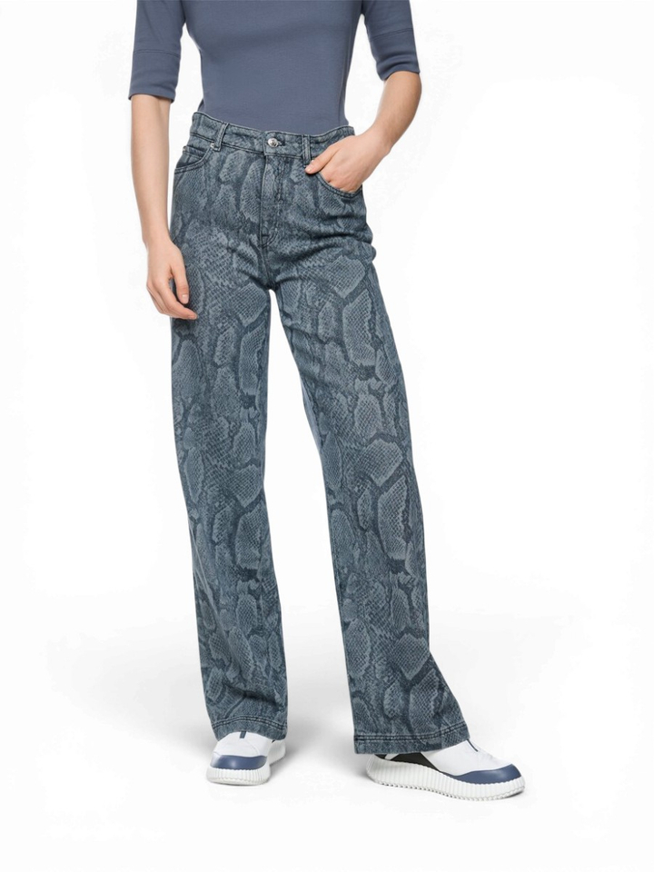 Blauwe jeans wigan met dierenprint Marccain Sport