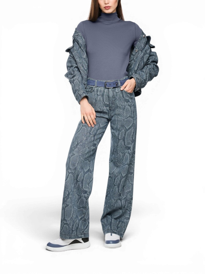 Blauwe jeans wigan met dierenprint Marccain Sport