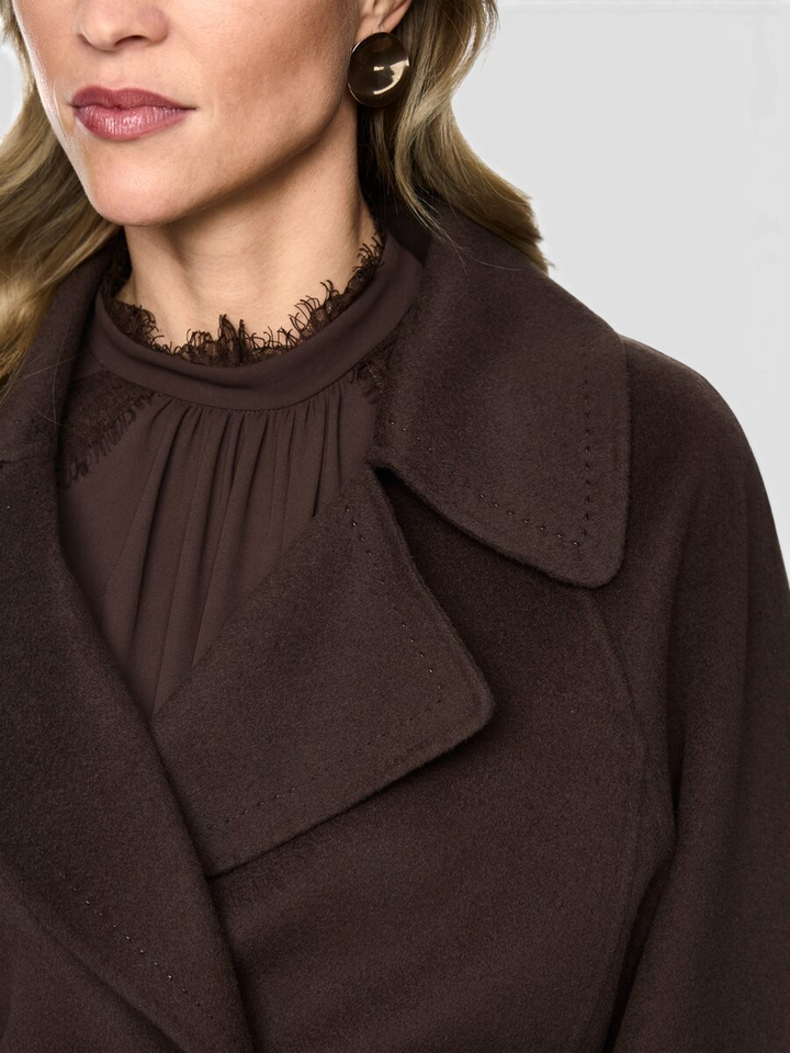Donkerbruine wollen mantel Marccain