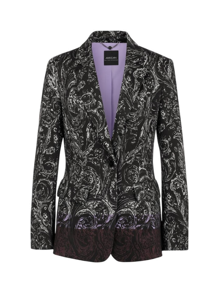 Zwarte blazer met all-over print scuba-jersey Marccain 