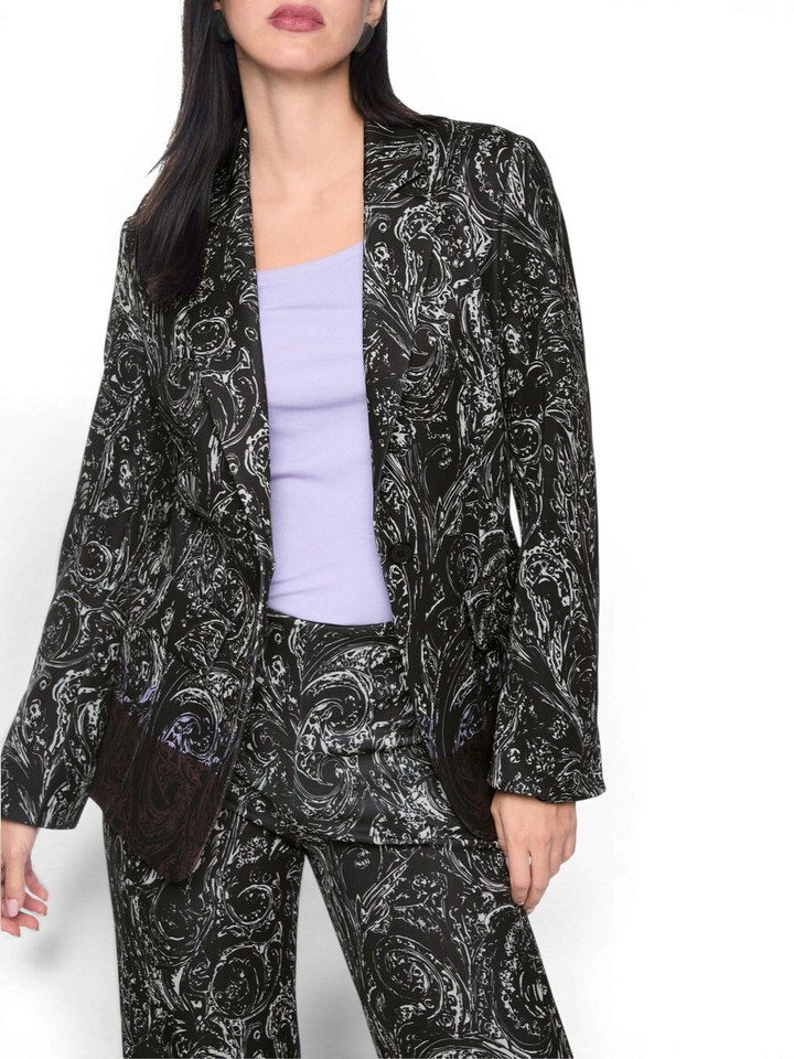 Zwarte blazer met all-over print scuba-jersey Marccain 