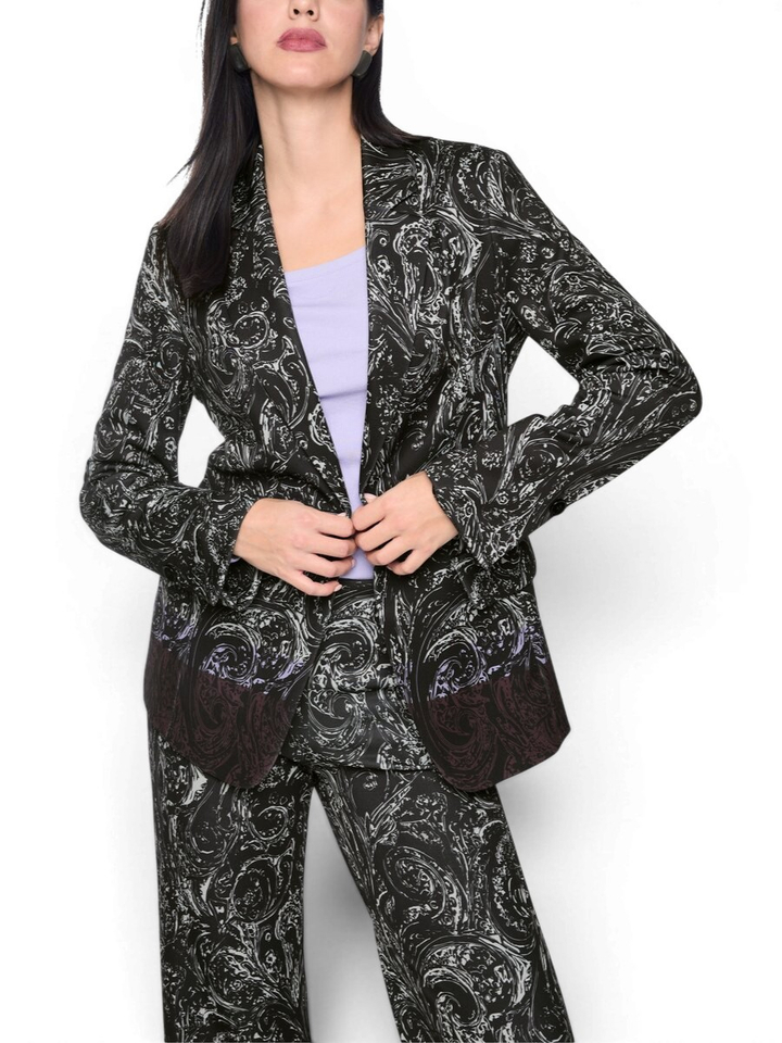 Zwarte blazer met all-over print scuba-jersey Marccain 
