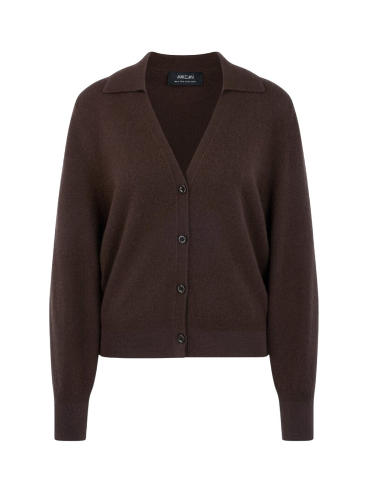 Donkerbruine cardigan van kasjmier Marccain