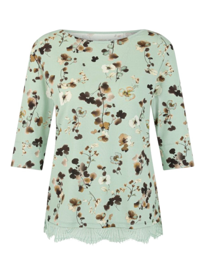 Groene T-shirt met bloemenprint Marccain