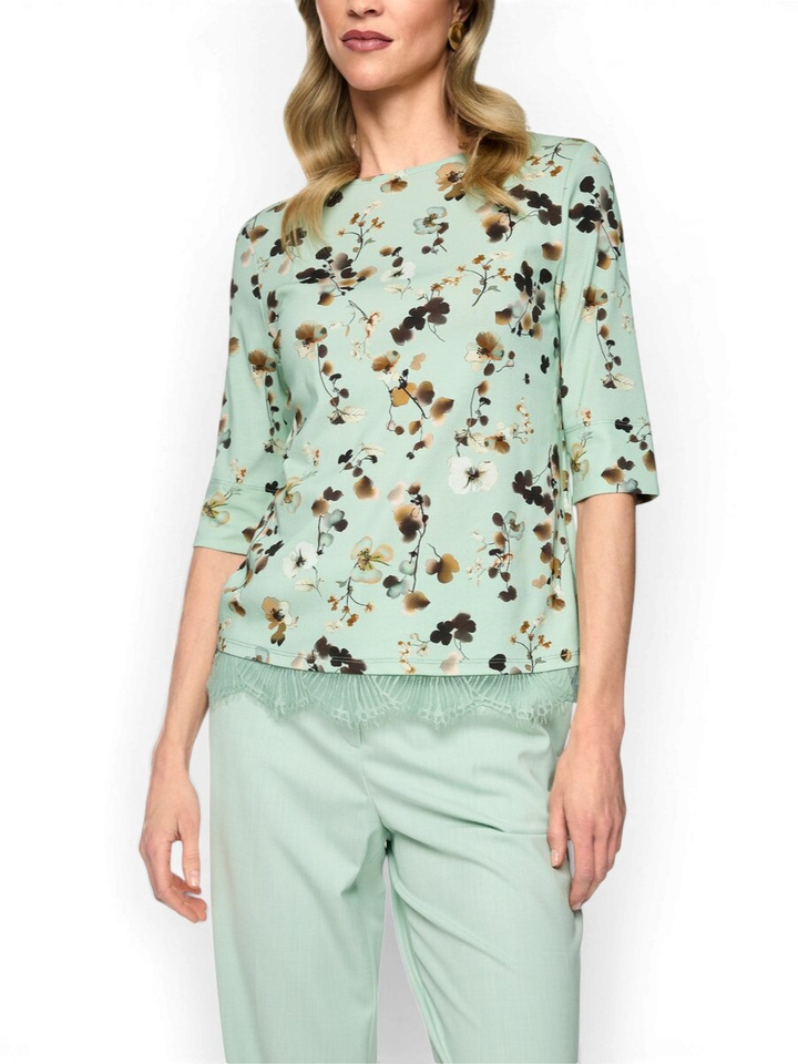 Groene T-shirt met bloemenprint Marccain