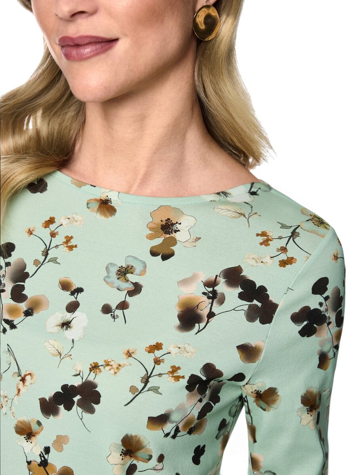 Groene T-shirt met bloemenprint Marccain
