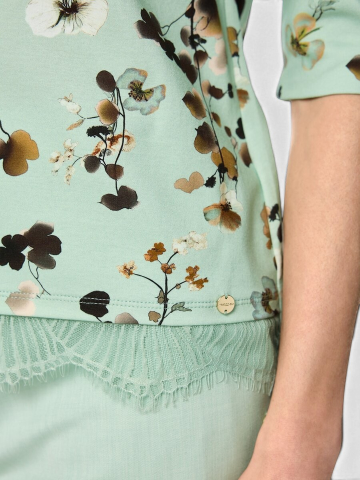 Groene T-shirt met bloemenprint Marccain