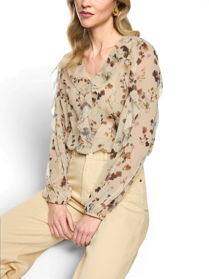 Bloemenblouse met volants Marccain