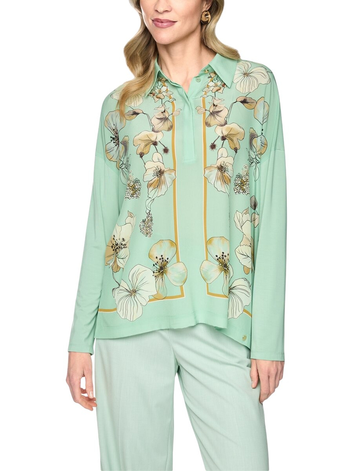 Groene bloes met bloemenprint Marccain 