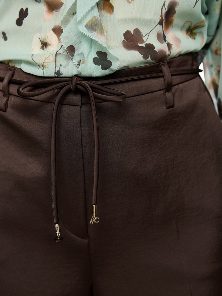 Bruine wijde soepelvallende broek Marccain