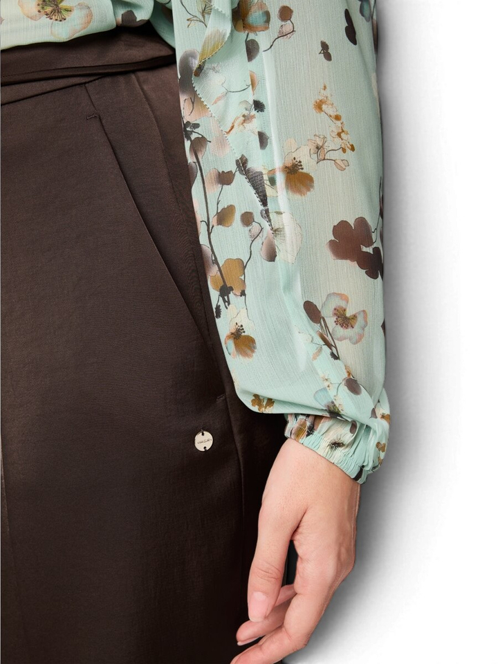 Bruine wijde soepelvallende broek Marccain