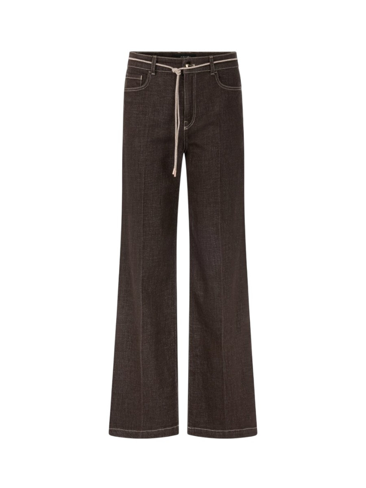 Donkerbruine jeans met glitter en rechte pijp detail Marccain